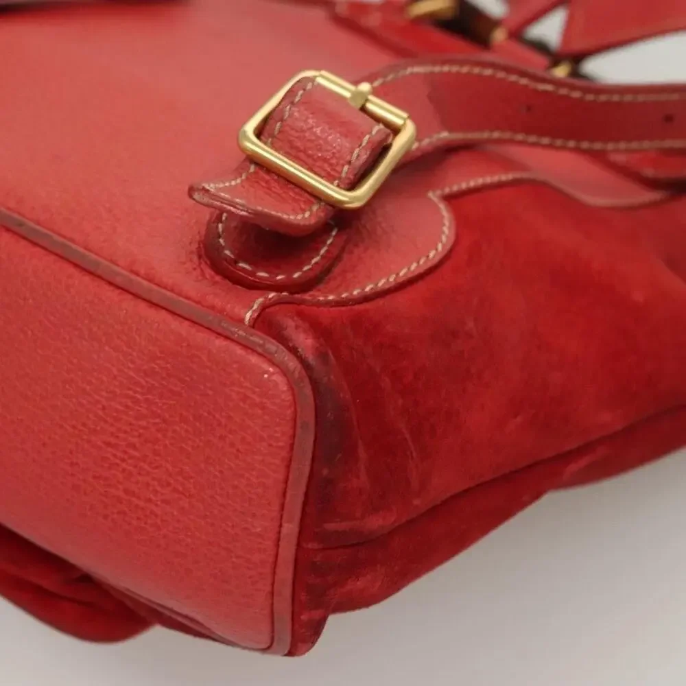 Gucci Bamboo Suede Backpack Red